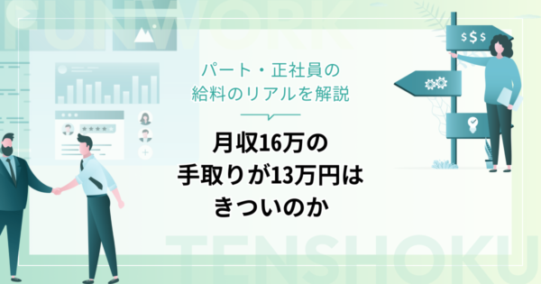 月収16万の手取りが13万円ってきつい？パート・正社員の給料のリアルを解説