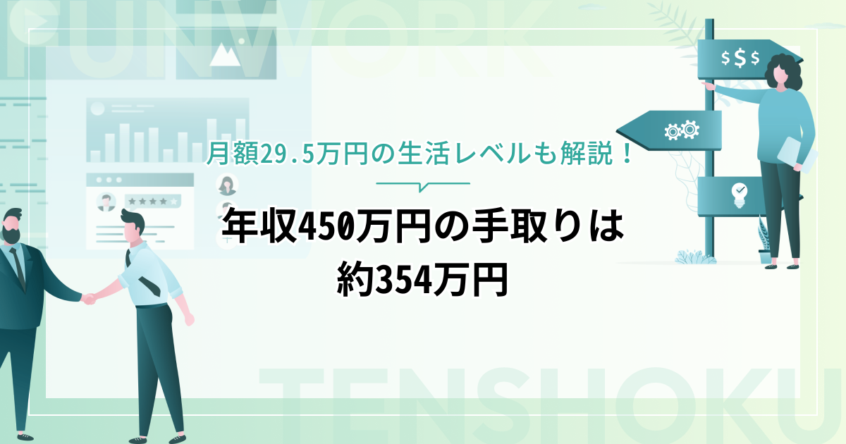 年収450万円の手取りは約354万円！月額29.5万円の生活レベルも解説